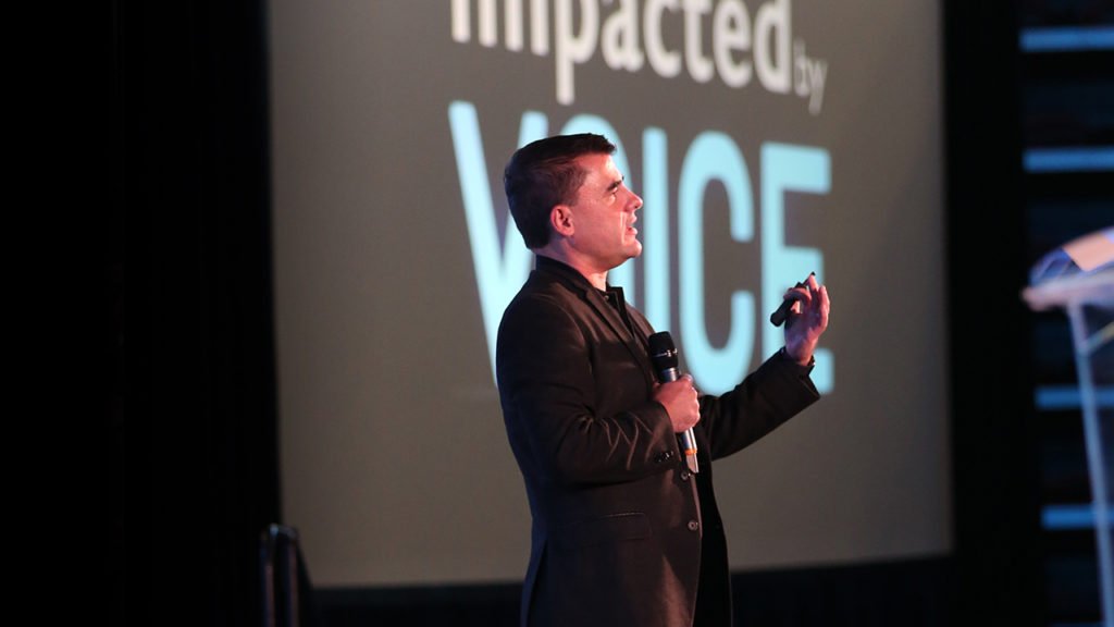 Dave Isbitski speaking at Voice Summit sponsored by Amazon Alexa