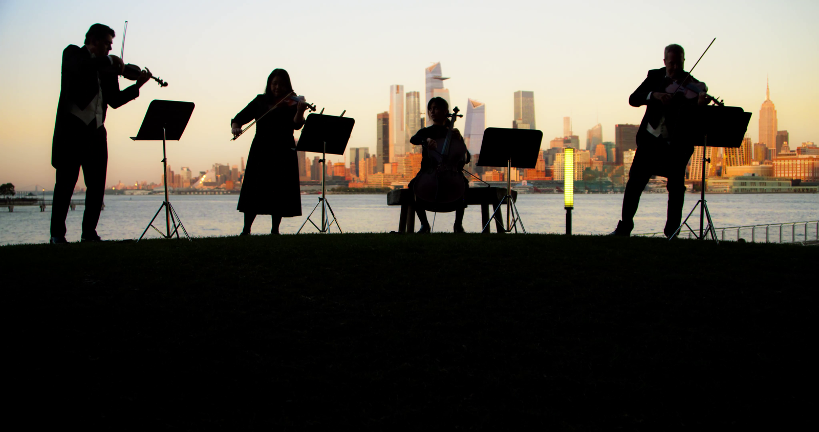 NJSO Quartet playing at Hoboken Pier C Park