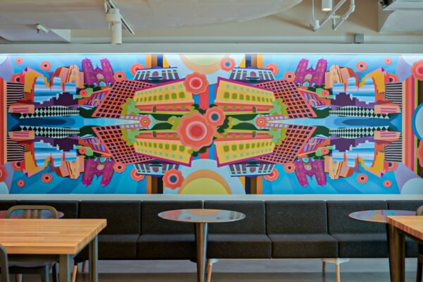 Ron Norsworthy Symetrical wall mural at Audible's Headquarters