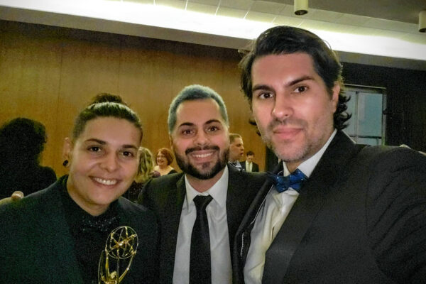Camera Operator Cari, Director Yuri Alves, and Producer Igor Alves at Emmy Ceremony