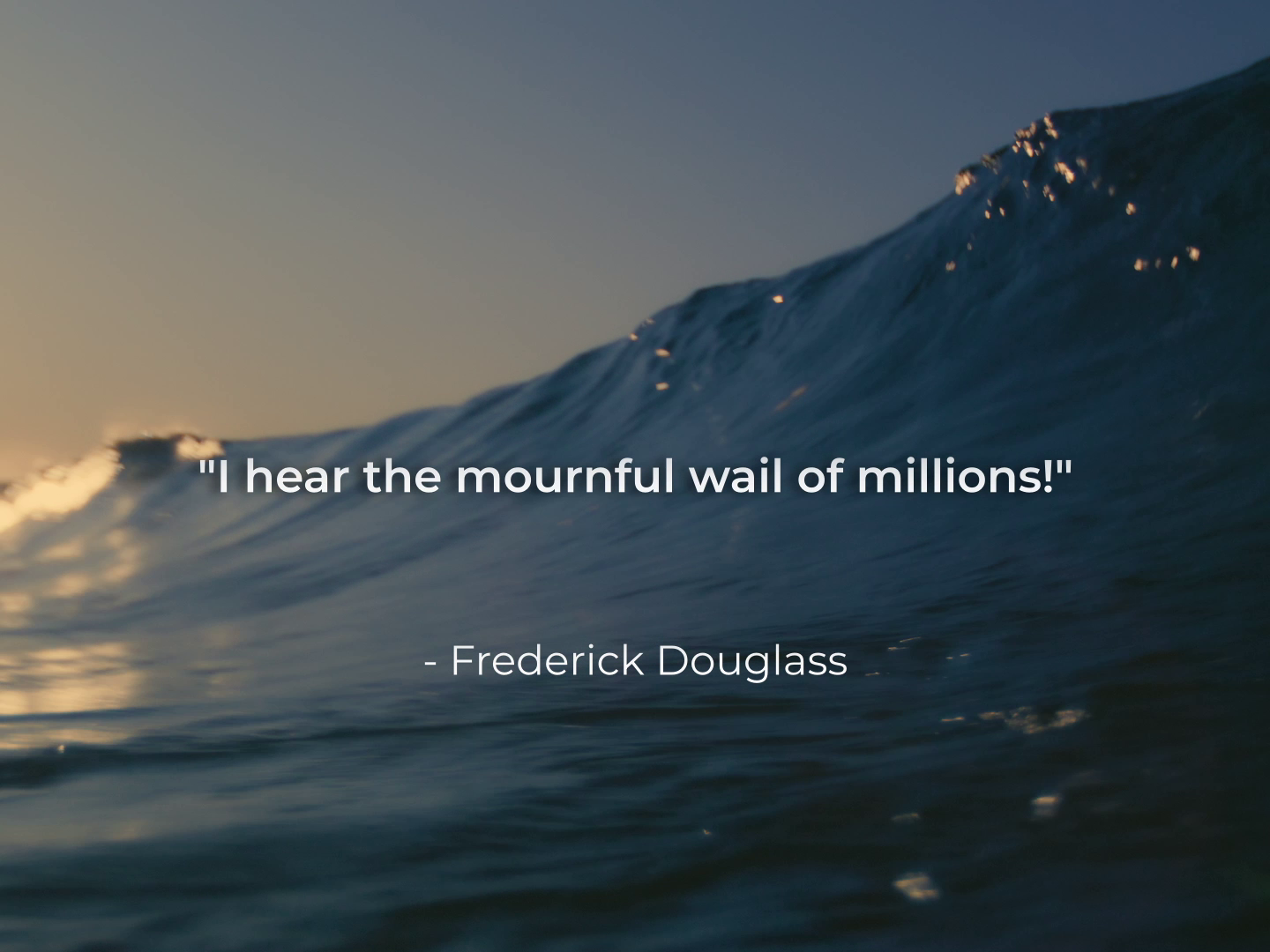 Frederick Douglass quote with an ocean background