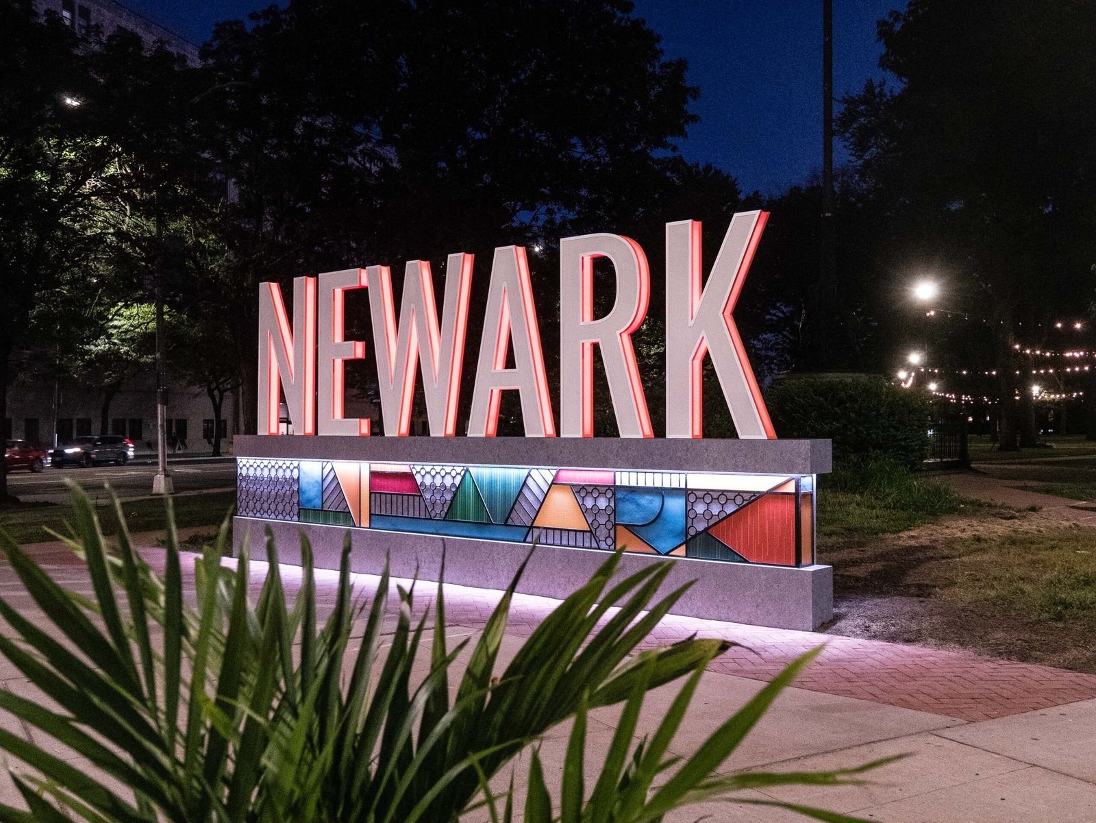 Newark Sign at night