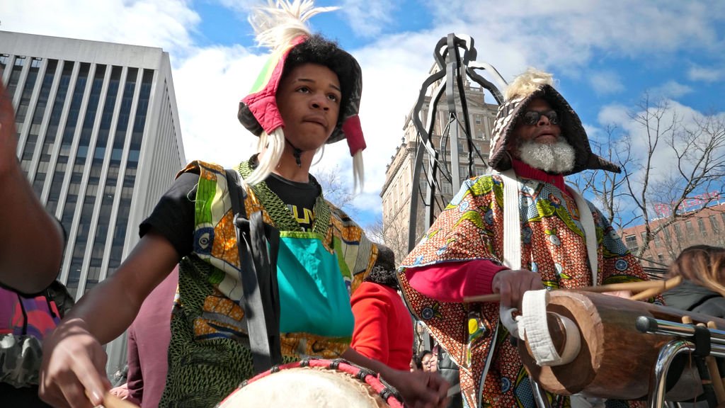 Drummer at the monument unveiling event