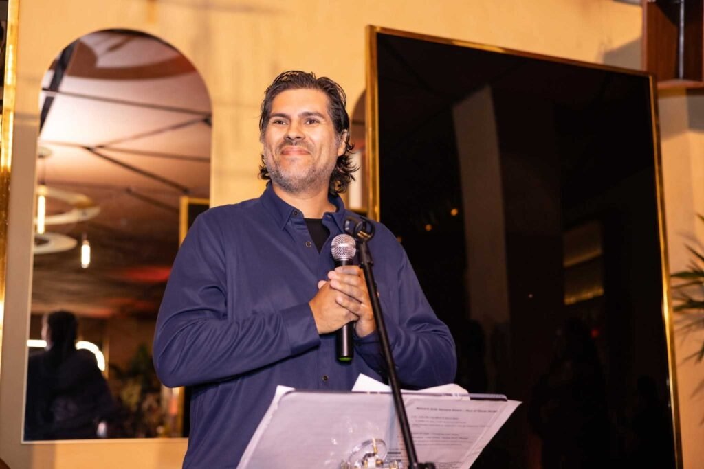 Igor Alves accepting Newark Arts Honor Award for DreamPlay Media. Igor Alves accepting Newark Arts Honor Award for DreamPlay Media